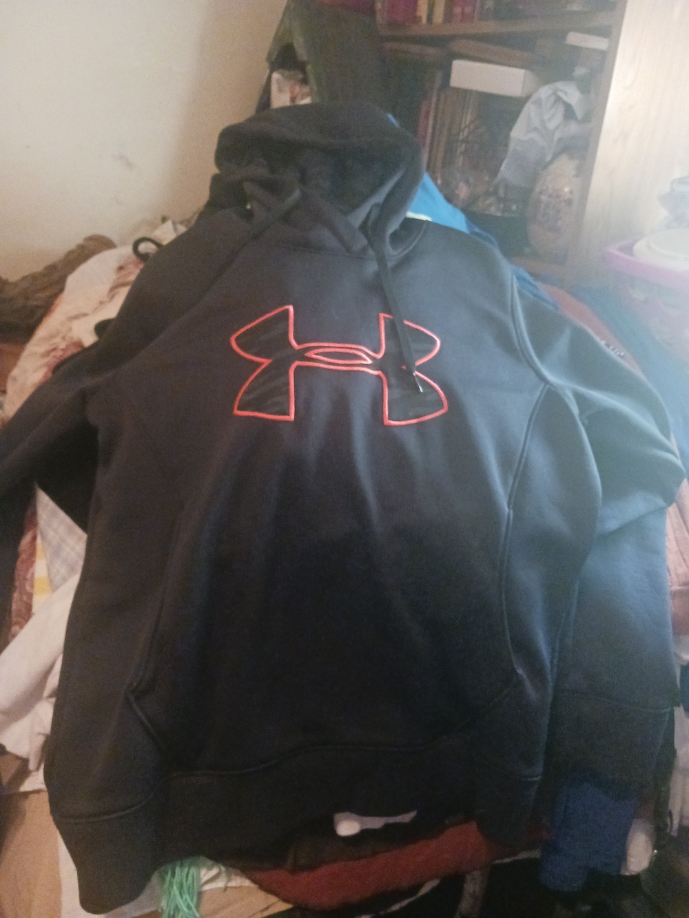 Under Armour Black Hoodie with Neon Orange Logo